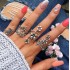 European and American new popular women's ring fashion personality ancient silver forest vine leaf flower ring four piece set