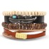 Retro bead bracelet for men, fashionable hollow triangular leather bracelet and bracelet, multi-layer wide wrapped jewelry