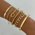 Amazon Cross border New Retro Wide Bracelet Simple Geometric Opening Round Bead Gold Smooth Surface Bracelet Jewelry Set