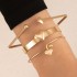 Cross border European and American retro personality exaggerated wide face bracelet set gold smooth irregular wristband bracelet multi piece set