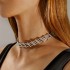 Cross border European and American hip-hop exaggerated heavy metal thick chain necklace with simple hollow mesh alloy collarbone chain for women