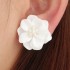 New Korean minimalist and versatile exaggerated camellia earrings with a fresh and three-dimensional white flower pearl earrings