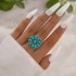 European and American cross-border popular jewelry retro ethnic style turquoise elephant geometric graphic 7-piece set silver ring set