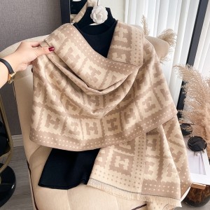 Autumn and winter European and American style classic color fashion simple letter women's imitation cashmere warm scarf autumn and winter large shawl cloak