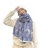 New imitation cashmere scarf for women with high-end feel, letter carriage short beard tassel scarf, light luxury style, thick and warm shawl