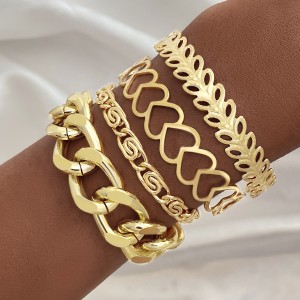 Cross border goods from Europe and America, exaggerated personality, punk style, thick chain bracelet, multi-layer stacked, love, fashion bracelet for women