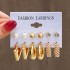 European and American style metal ear rings square geometric earrings retro pearl earrings Hepburn style earring set 6-piece set