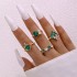 Cross border retro, personalized, fashionable metal imitation emerald, diamond studded heart-shaped snake shaped ring, multi piece set for women in Europe and America