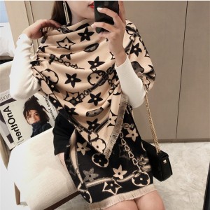 2022 new autumn and winter stock double-sided imitation cashmere scarf for women, European and American style, lengthened and thickened warm air conditioning shawl