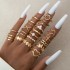 Cross border New Fashionable Versatile Leaf Love Ring Set Personalized Geometric Stacked Joint Ring Multi piece Set