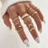 Cross border hot selling diamond studded eye cross leaf ring multi joint 23 piece set pearl sun moon ring