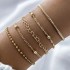 European and American Cross border Bohemian Minimalist Handmade Metal Chain Women's Set with 5 Multi layer Chain Simple Bracelet