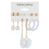 Euro American Cross border Alloy Earrings Square Geometric Earrings Set 6-piece Retro Pearl Card Earrings Earrings and Accessories