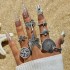 Cross border Bohemian style starfish shell ring set, silver coconut tree scallop retro vintage vintage antique ring set of eight pieces