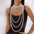 European and American fashion multi-layer imitation pearl necklace with a high-end temperament, Baroque size bead French retro collar for women