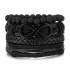 Retro bead bracelet for men, fashionable hollow triangular leather bracelet and bracelet, multi-layer wide wrapped jewelry