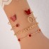 AliExpress Cross border Jewelry Butterfly Imitation Gemstone Hollow Four Layer Bracelet Geometric Opening Bracelet Set