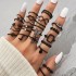 Cross border electrophoresis black butterfly inlaid diamond ring mixed batch pearl ring women's niche high-end joint ring set of 23 pieces