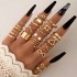 Cross border New Fashionable Versatile Leaf Love Ring Set Personalized Geometric Stacked Joint Ring Multi piece Set