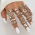 Cross border hot selling diamond studded eye cross leaf ring multi joint 23 piece set pearl sun moon ring