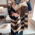 Autumn and winter colored striped imitation cashmere scarf for women, students, couples, Japanese, versatile, thick and warm double-sided scarf