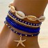 Cross border new Bohemian vacation style shell bead woven bracelet beach style starfish rice bead seven piece set