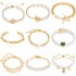 Retro pearl studded irregular punk style bracelet in the Korean jewelry world, Korean version simple multi-layer bracelet set