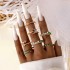 European and American cross-border jewelry light luxury diamond inlaid butterfly peach heart ring set, niche Love moon joint ring for women