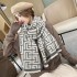 Scarf for women, versatile in autumn and winter, imitation cashmere double-sided maze grid thick scarf, Nordic style cold proof and warm shawl