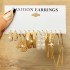 Cross border alloy heart pearl lock snake butterfly mushroom lock ear buckle creative personality card earrings 12 pieces batch