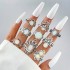 New Cross border Retro Water Drop Diamond Set Purple Gemstone Joint Ring Geometric Hollow Triangle Ring 9-Piece Set for Women