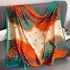 New retro ethnic style brocade large square scarf, sun protection simulation silk scarf, air conditioning shawl dual-use, one-piece hair replacement