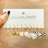 Cross border alloy heart pearl lock snake butterfly mushroom lock ear buckle creative personality card earrings 12 pieces batch