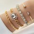 Europe and America cross-border jewelry retro personality Fried Dough Twists bracelet imitation gem exaggerated punk bracelet bracelet bracelet 4 pack wholesale