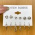 Cross border Pearl Inlaid Women's Card Earrings Creative French Retro Gold Earring Set 6-piece Set