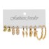 Cross border Pearl Inlaid Women's Card Earrings Creative French Retro Gold Earring Set 6-piece Set