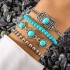 Cross border Bohemian ethnic style turquoise inlaid bracelet set with exaggerated personality butterfly turquoise bracelet multiple piece set