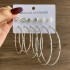 Fashionable commuting large circle earrings with heart-shaped earrings, simple geometric coils, metal card earrings set