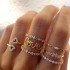 Cross border Star Moon Ring Set with Diamond, Love Tree Leaves, 10 Pieces, Women's Light Luxury, High Grade Alloy Joint Ring