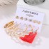 Cross border accessories European and American earrings 6-piece set Geometric metal acrylic sheet tassel earrings set Jewelry wholesale