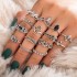 European and American new popular women's ring fashion personality ancient silver forest vine leaf flower ring four piece set