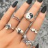 European and American Cross border Retro Vintage Butterfly Serpentine Ring Set Combination Open Multi Joint Ring Set 9-Piece Set