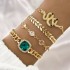 Cross border new European and American bracelet ins retro inlaid green diamond square bracelet inlaid diamond butterfly heart bracelet 4-piece set