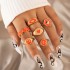 European and American Cross border Jewelry Brown Love Drop Oil Ring Six Piece Set Geometric Flower Ring Combination Set