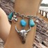 Cross border Bohemian style turquoise leaf bracelet with ethnic style bow flower turquoise bracelet set