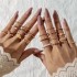 Cross border Jewelry Ins Cool Style Gold Solid Circle Hollow Ring Personalized Simple Geometry Multi piece Set Stacked Ring