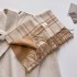 Korean plaid scarf for women's autumn and winter high-end feeling, shawl for warmth, paired with tassel imitation cashmere couple scarf