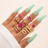 AliExpress Pink Drip Oil Mushroom Star Ring Set Butterfly Love Diamond Palm Ring Seven Piece Set