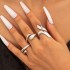 European and American Cross border Geometric Metal Wind Lava Line Ring Four Piece Set Irregular Smooth Open Ring Set