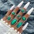 European and American Cross border Ring Set Retro Geometric Round Oval Imitation Opal Gemstone 8-Piece Set Ring Joint Ring